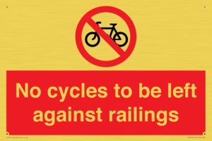 No cycles to be left against railings
